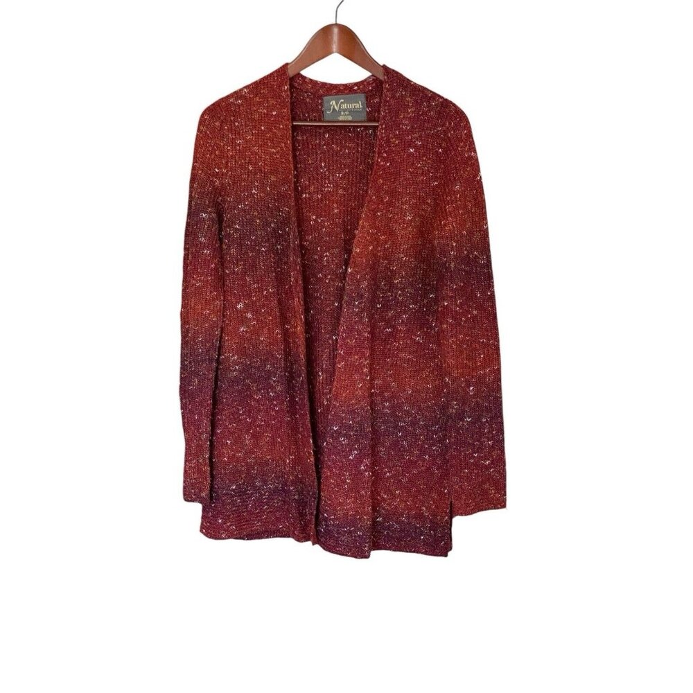 Natural Reflections Women's Rust Cardigan Sweater Size Small Crochet Open Front